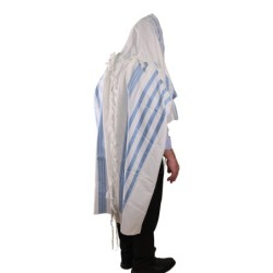 100% Cotton Non-Slip Tallit Prayer Shawl with Light Blue Stripes