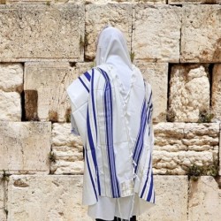 Talitnia Traditional Blue with Gold Stripes Pure Wool Tallit (Prayer S