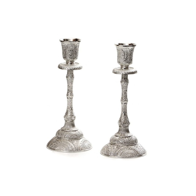 Silver Plated Filigree Shabbat Candlesti... | Traditional Candlesticks