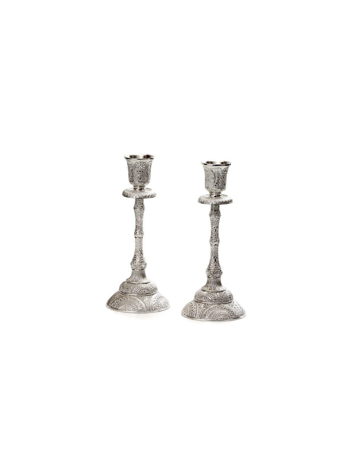 Silver Plated Filigree Shabbat Candlesti... | Traditional Candlesticks
