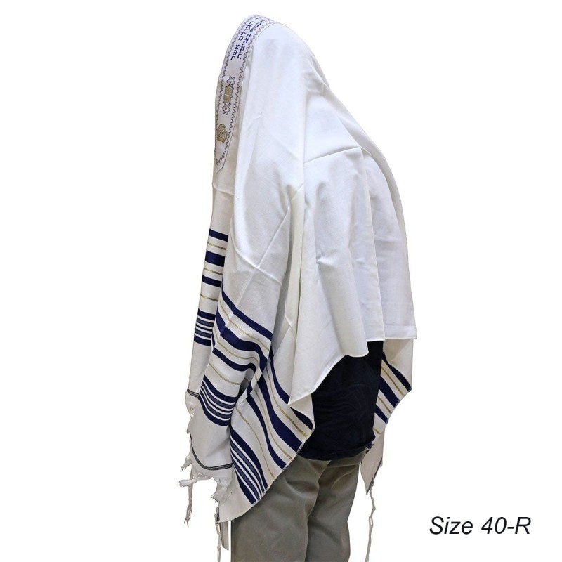 Talitnia Traditional Blue with Gold Stripes Pure Wool Tallit (Prayer S