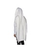 100% Wool Non-Slip Tallit Prayer Shawl White and Silver