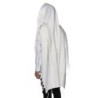 100% Wool Non-Slip Tallit Prayer Shawl White and Silver