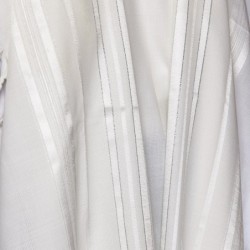 100% Wool Non-Slip Tallit Prayer Shawl White and Silver
