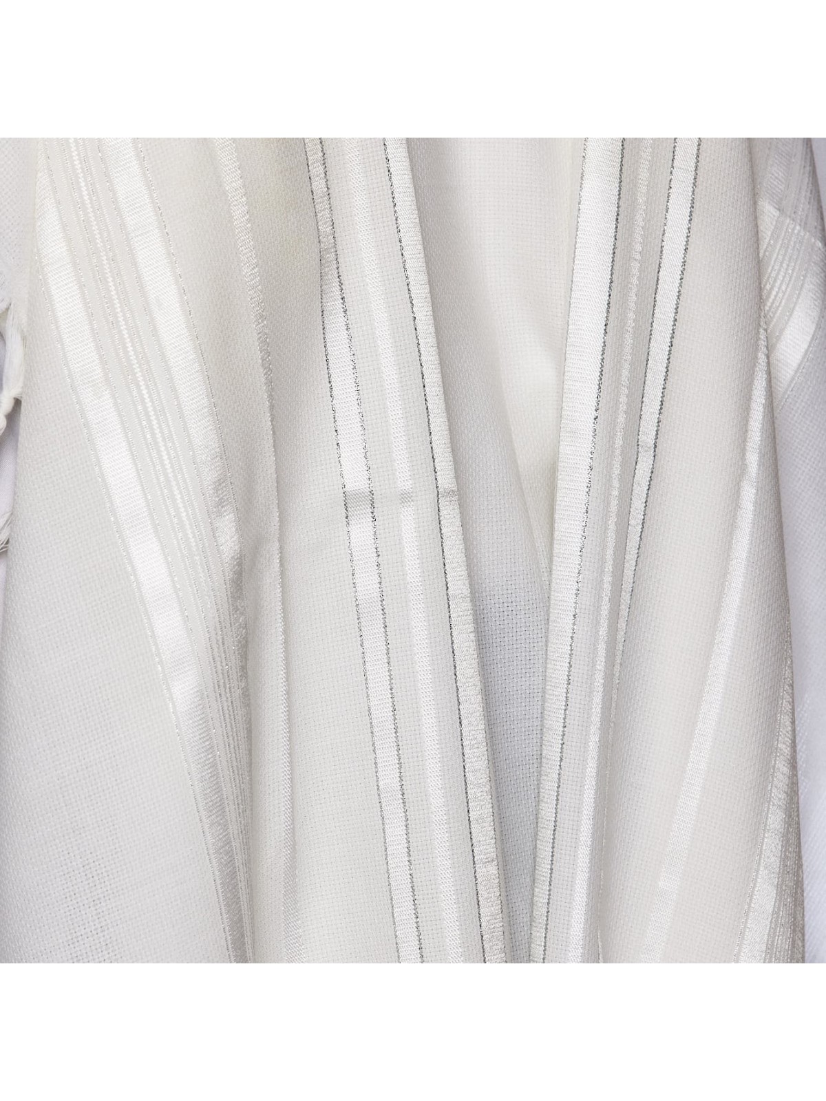 100% Wool Non-Slip Tallit Prayer Shawl White and Silver