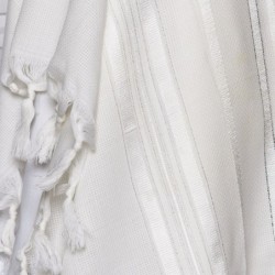 100% Wool Non-Slip Tallit Prayer Shawl White and Silver