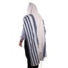 100% Cotton Non-Slip Tallit Prayer Shawl with Navy Blue Stripes