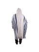 100% Cotton Non-Slip Tallit Prayer Shawl with Navy Blue Stripes