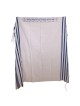 100% Cotton Non-Slip Tallit Prayer Shawl with Navy Blue Stripes