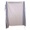 100% Cotton Non-Slip Tallit Prayer Shawl with Navy Blue Stripes