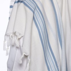100% Wool Non-Slip Tallit Prayer Shawl with Light Blue Stripes