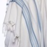 100% Wool Non-Slip Tallit Prayer Shawl with Light Blue Stripes