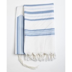 100% Wool Non-Slip Tallit Prayer Shawl with Light Blue Stripes