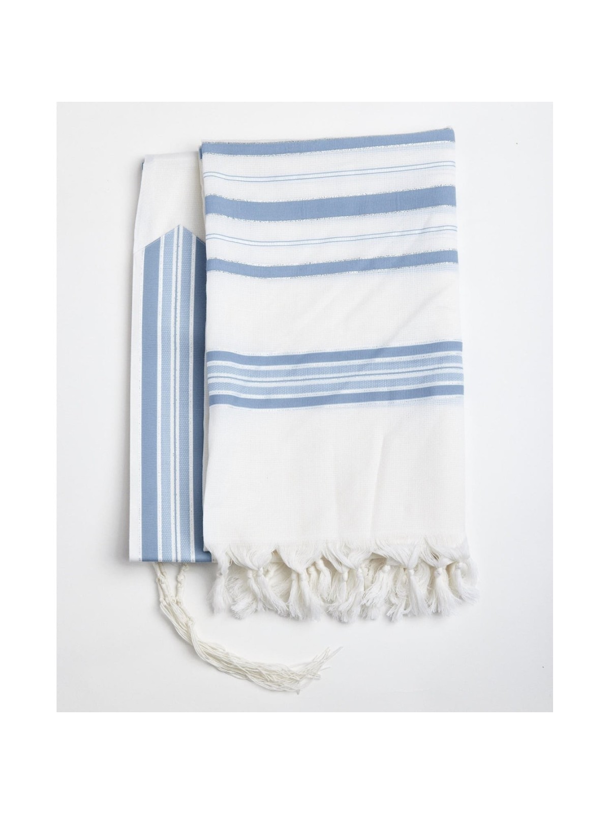 100% Wool Non-Slip Tallit Prayer Shawl with Light Blue Stripes