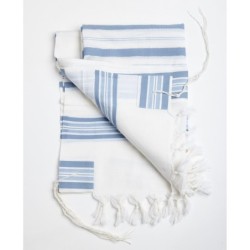 100% Wool Non-Slip Tallit Prayer Shawl with Light Blue Stripes