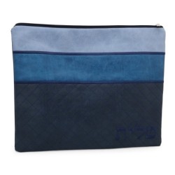 Faux Leather Blends of Blue Tallit & Tefillin Bag Set with Diamond Pat