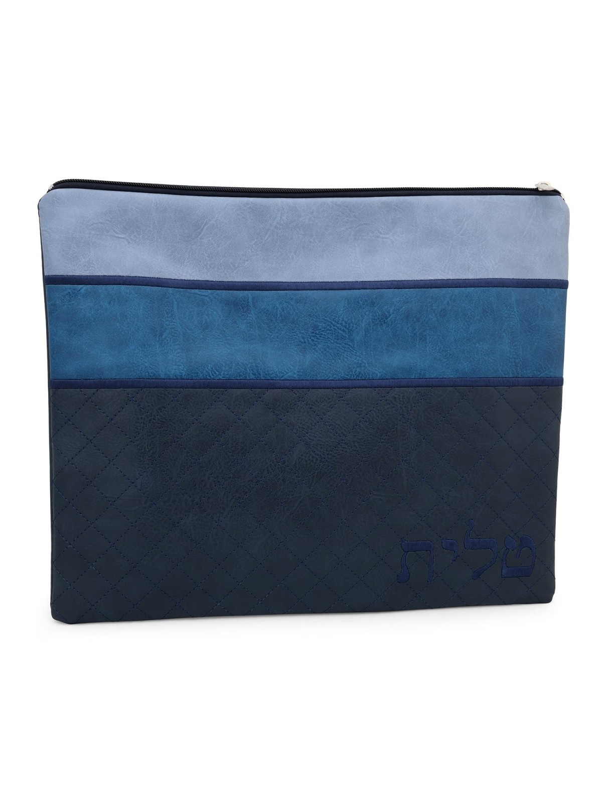 Faux Leather Blends of Blue Tallit & Tefillin Bag Set with Diamond Pat