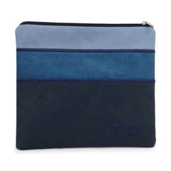 Faux Leather Blends of Blue Tallit & Tefillin Bag Set with Diamond Pat
