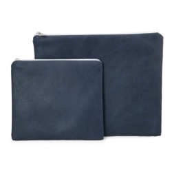 Faux Leather Blue and White Tallit & Tefillin Bag Set with Diamond Pat