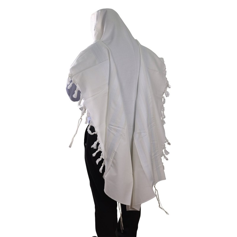 100% Cotton Non-Slip Tallit Prayer Shawl with White Stripes