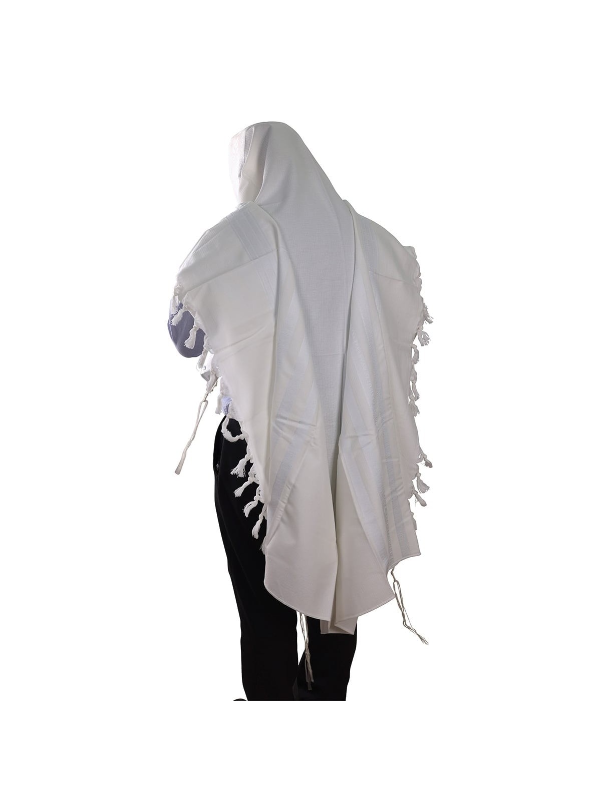 100% Cotton Non-Slip Tallit Prayer Shawl with White Stripes