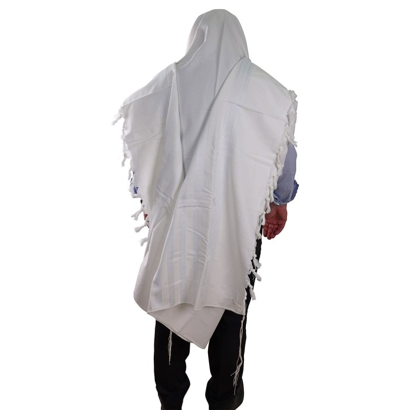 100% Cotton Non-Slip Tallit Prayer Shawl with White Stripes