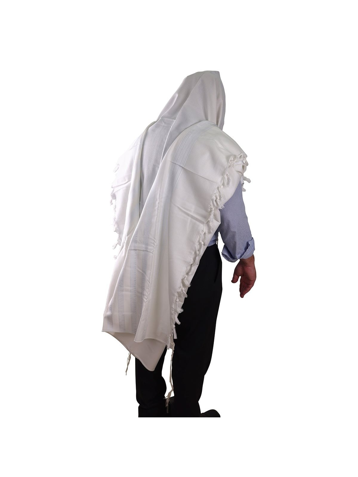 100% Cotton Non-Slip Tallit Prayer Shawl with White Stripes