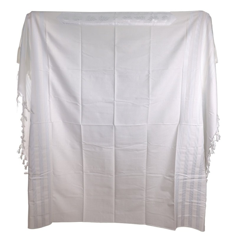 100% Cotton Non-Slip Tallit Prayer Shawl with White Stripes