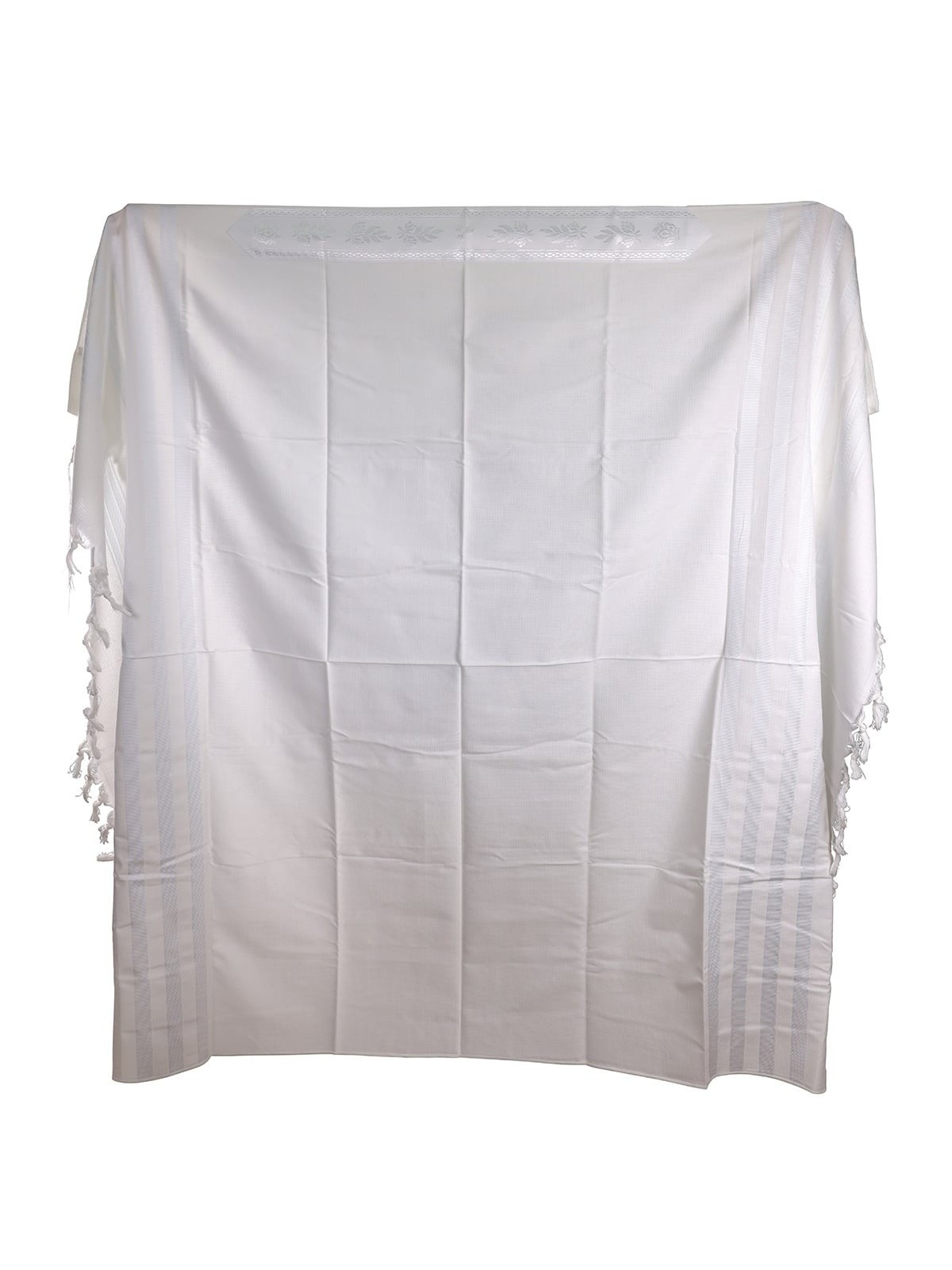 100% Cotton Non-Slip Tallit Prayer Shawl with White Stripes