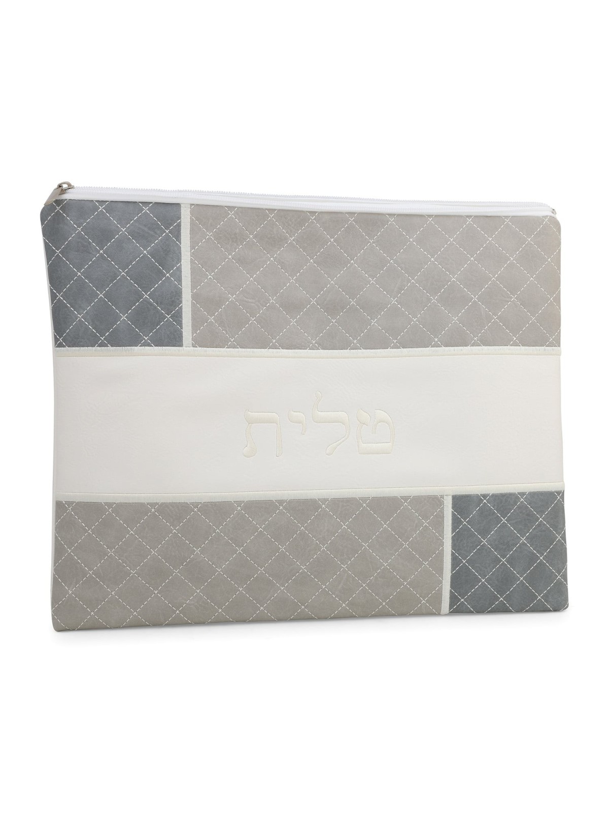 Faux Leather Mix of Gray Tallit & Tefillin Bag Set with Diamond Patter