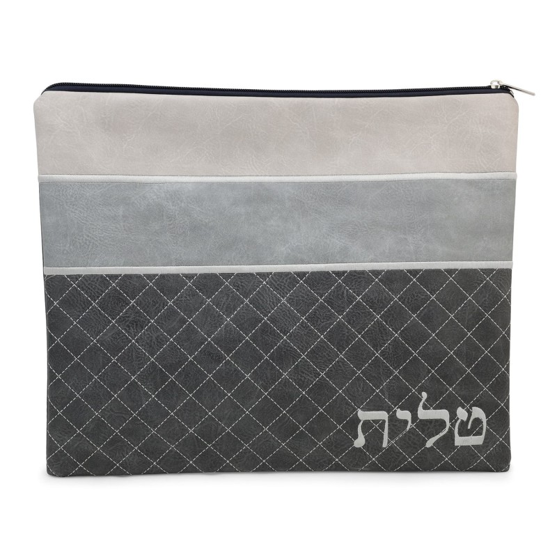Faux Leather Blends of Different Gray Tallit & Tefillin Bag Set with D