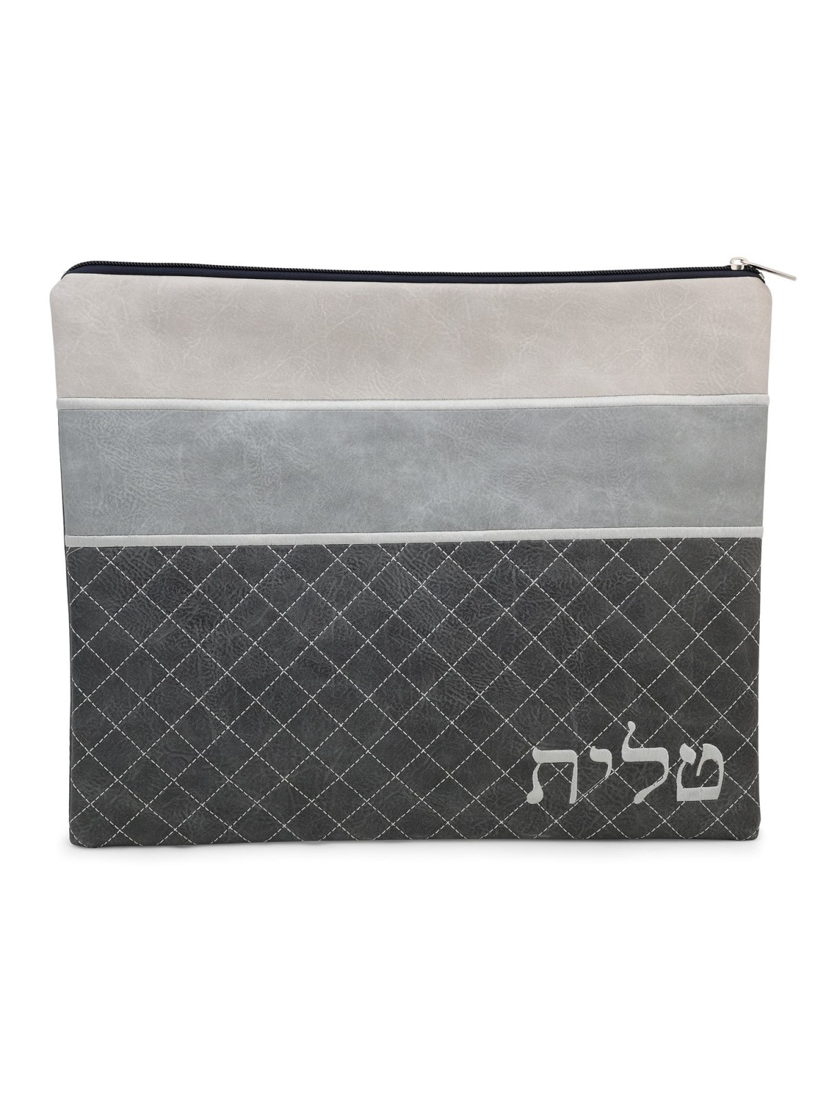 Faux Leather Blends of Different Gray Tallit & Tefillin Bag Set with D