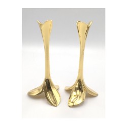 Gold Candlesticks Slender Orchid Design | Modern Candlesticks