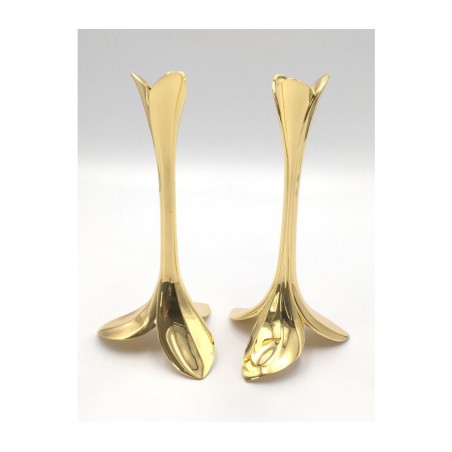 Gold Candlesticks Slender Orchid Design | Modern Candlesticks