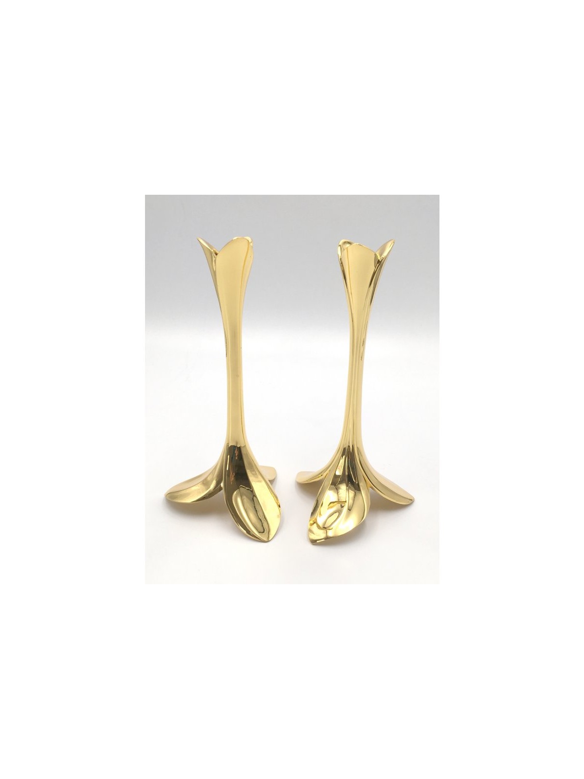 Gold Candlesticks Slender Orchid Design | Modern Candlesticks
