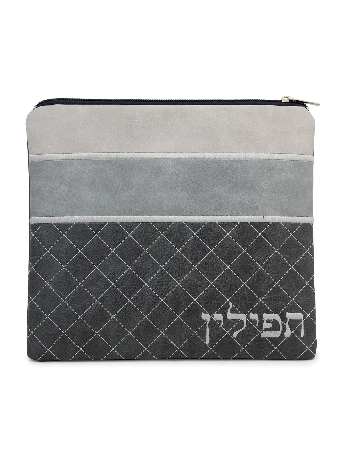 Faux Leather Blends of Different Gray Tallit & Tefillin Bag Set with D