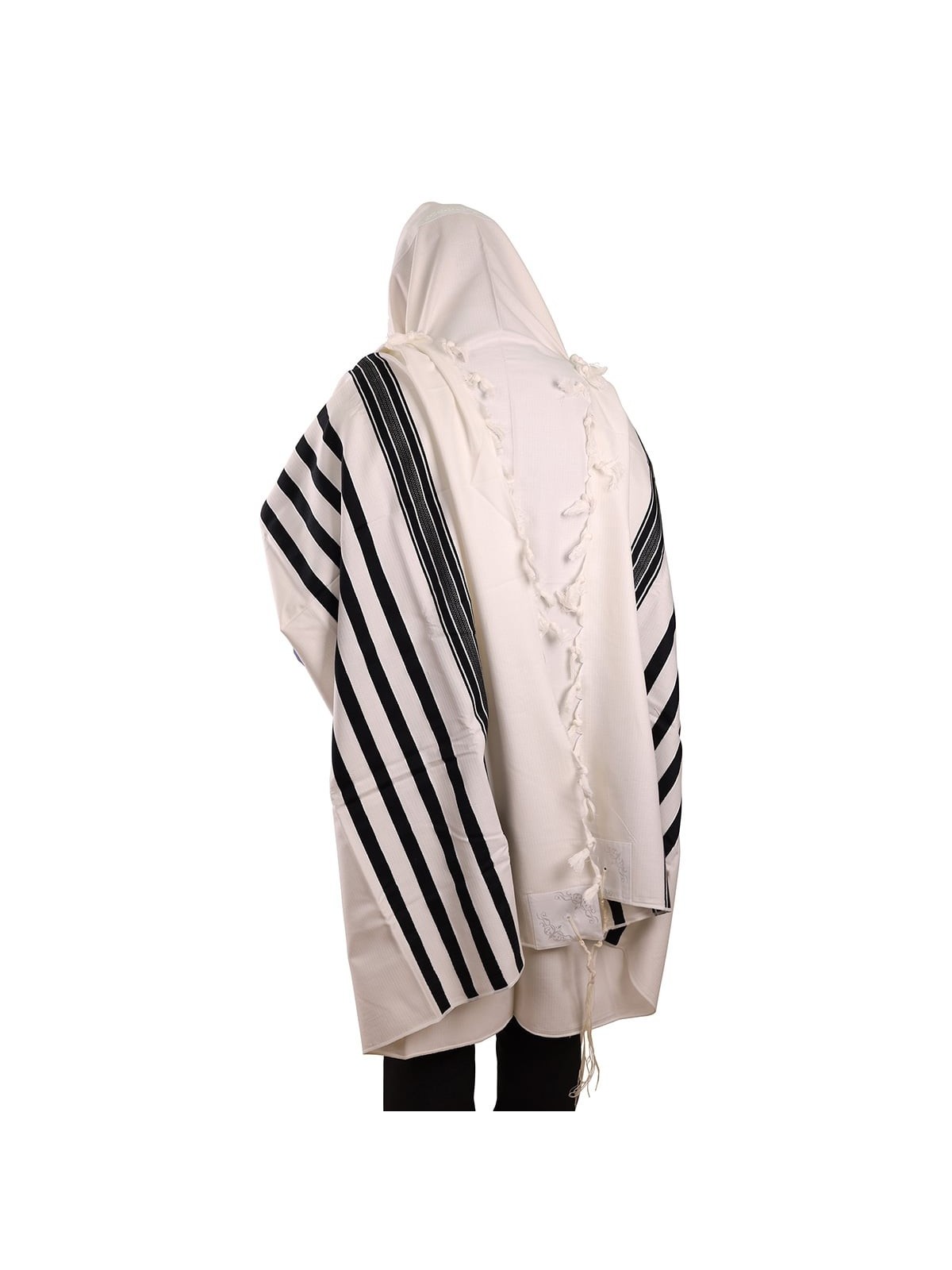 100% Cotton Non-Slip Tallit Prayer Shawl with Black Stripes