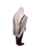 100% Cotton Non-Slip Tallit Prayer Shawl with Black Stripes