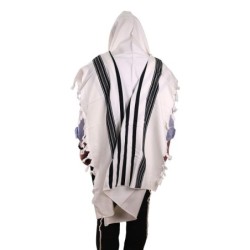 100% Cotton Non-Slip Tallit Prayer Shawl with Black Stripes
