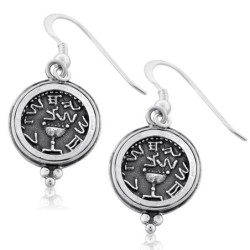 Silver Half Shekel Pomegranate Earrings