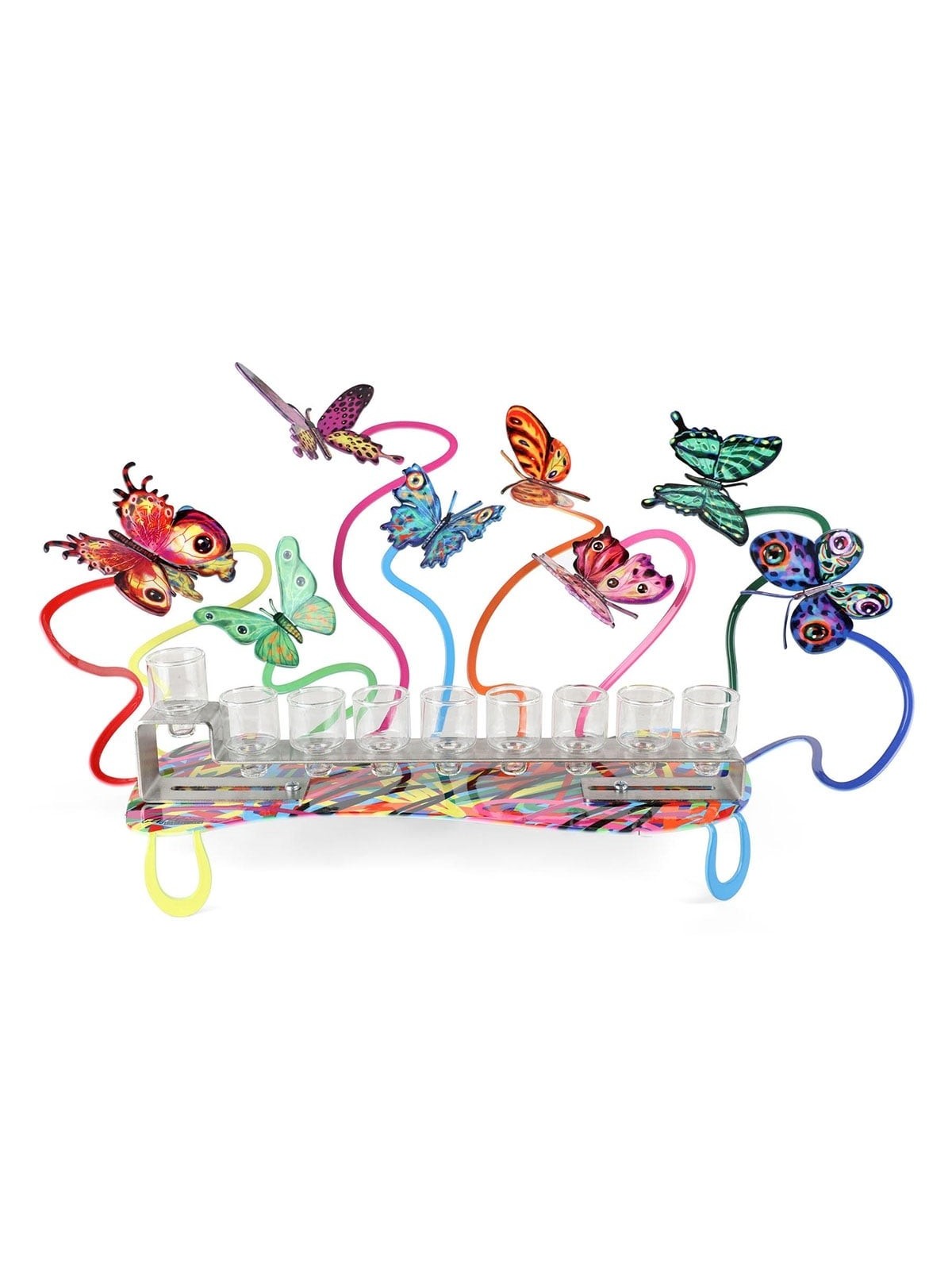 David Gerstein Signed Hanukkah Menorah Sculpture - Butterflies (Double