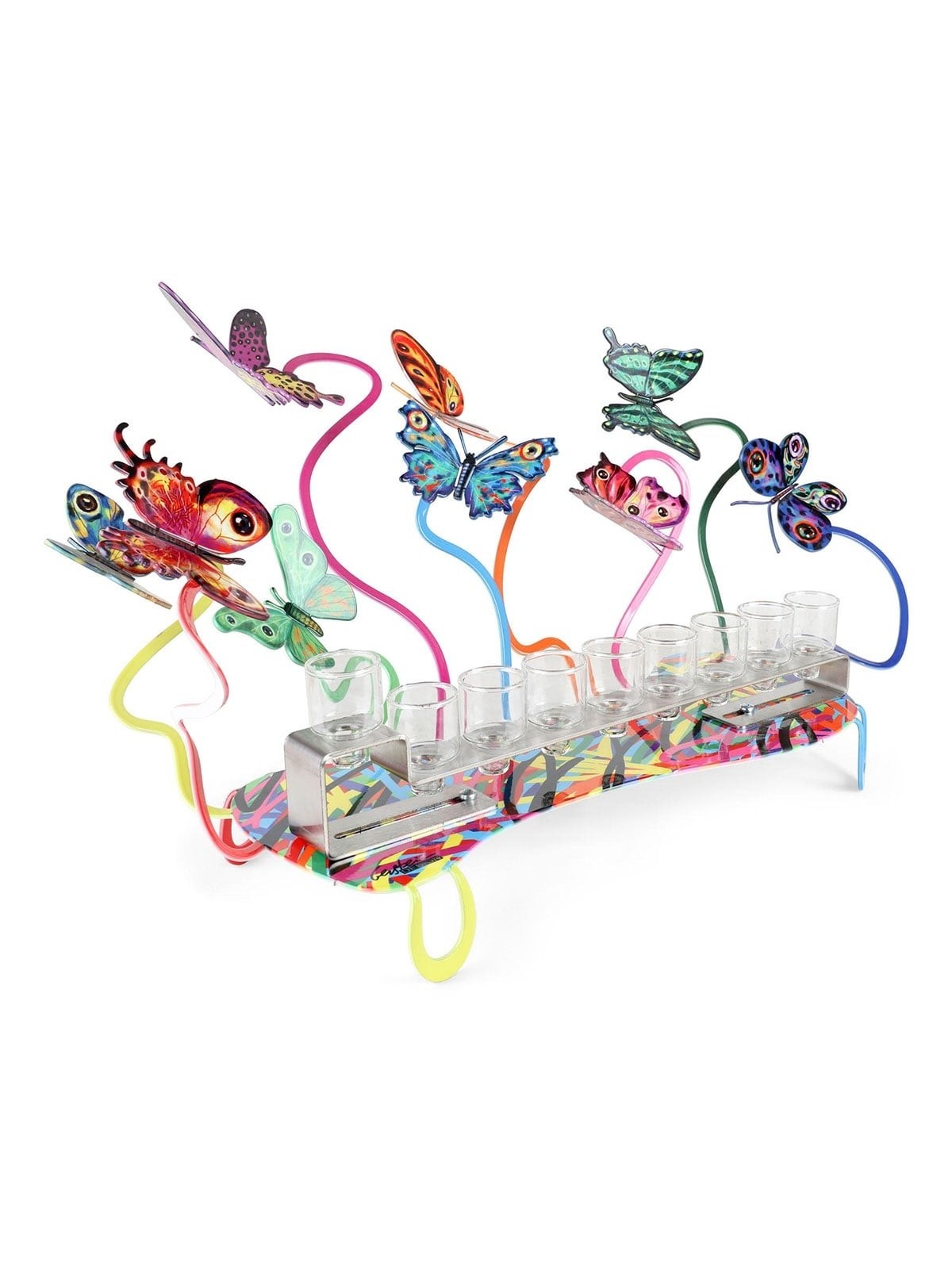 David Gerstein Signed Hanukkah Menorah Sculpture - Butterflies (Double