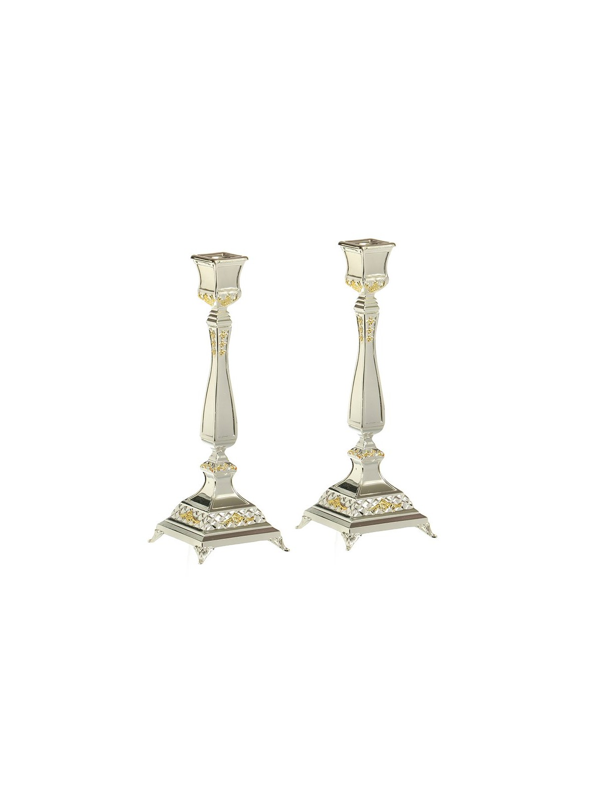 Silver Plated Shabbat Candlesticks with ... | Traditional Candlesticks
