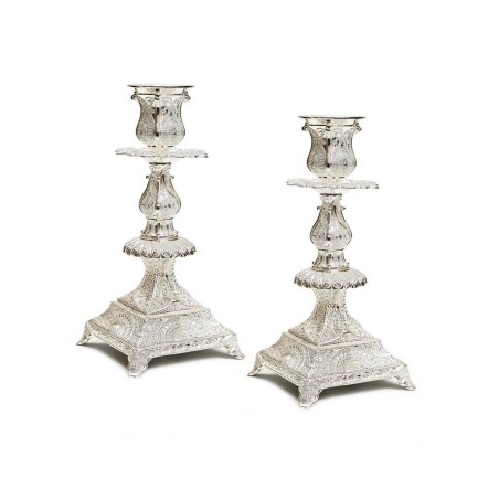 Silver Plated Shabbat Candlesticks Delicate Filigre... | Gifts for Her