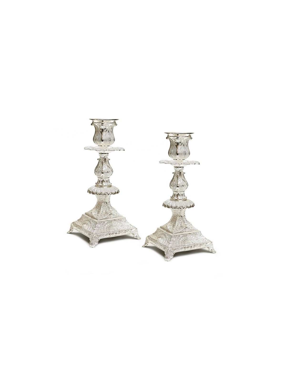 Silver Plated Shabbat Candlesticks Delicate Filigre... | Gifts for Her