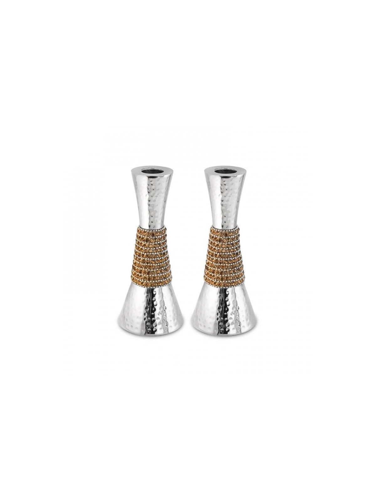 Cone Shaped Shabbat Candlesticks Hammered Aluminum ... | Gifts for Her