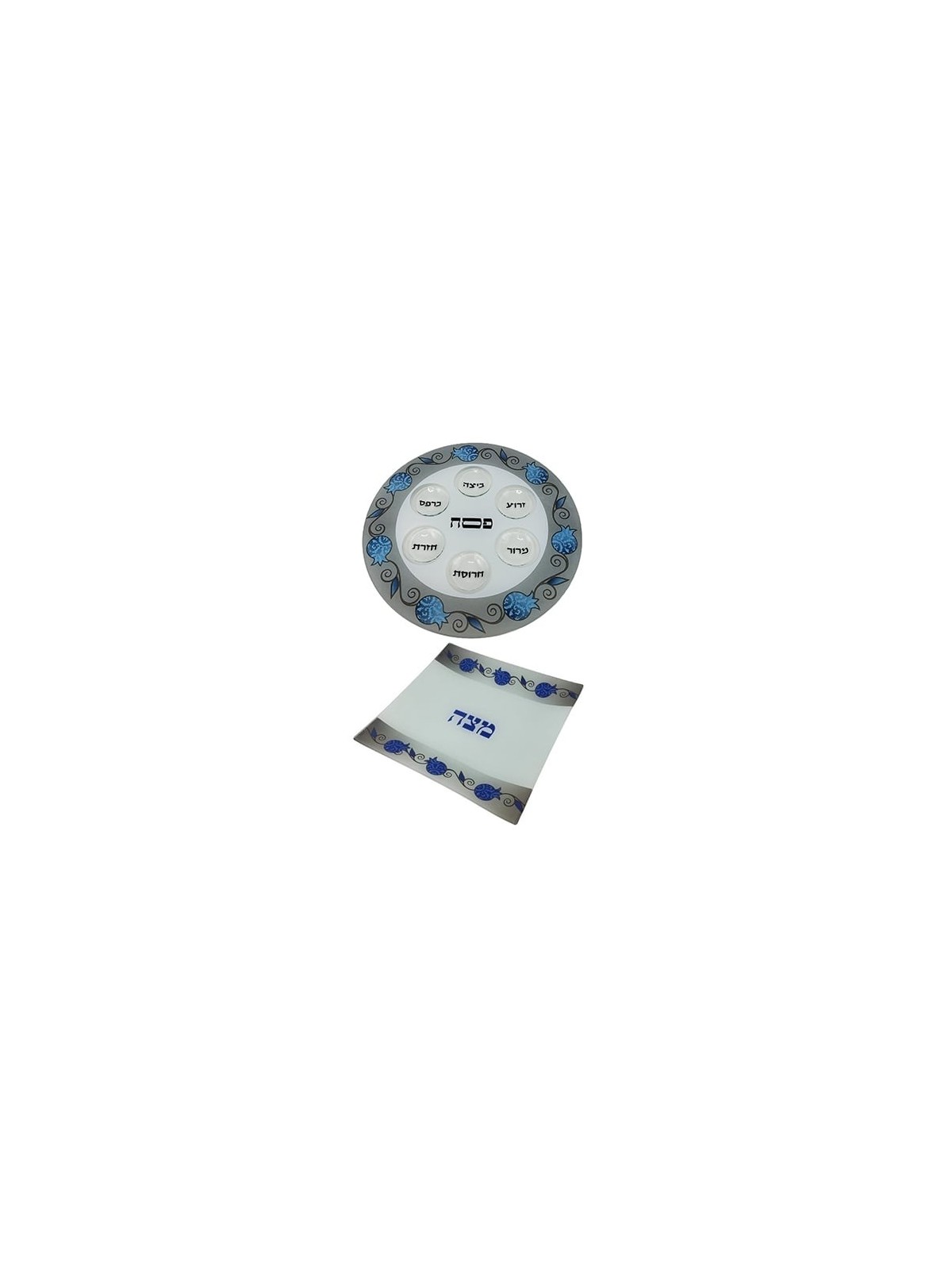 Passover Seder Essentials Set By Lily Art - Blue Pomegranates