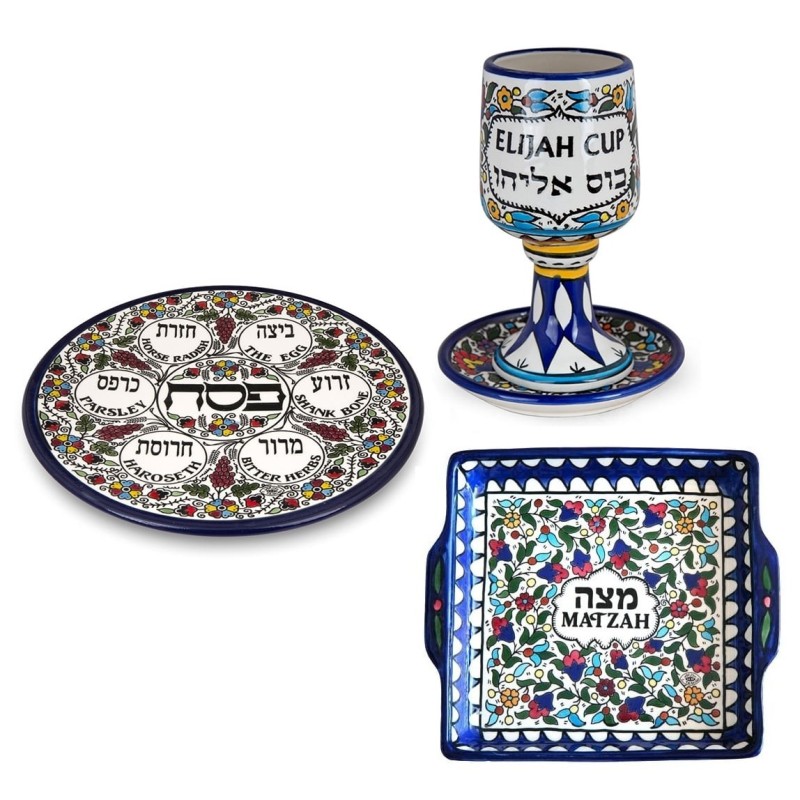 Ensemble de Seder de Pâque par la céramique arménienne