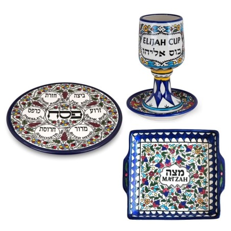 Ensemble de Seder de Pâque par la céramique arménienne