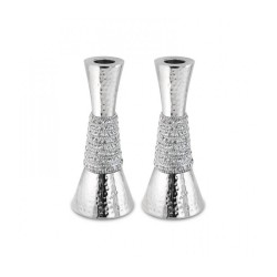 Cone Shaped Shabbat Candlesticks Hammered Aluminum ... | Gifts for Her